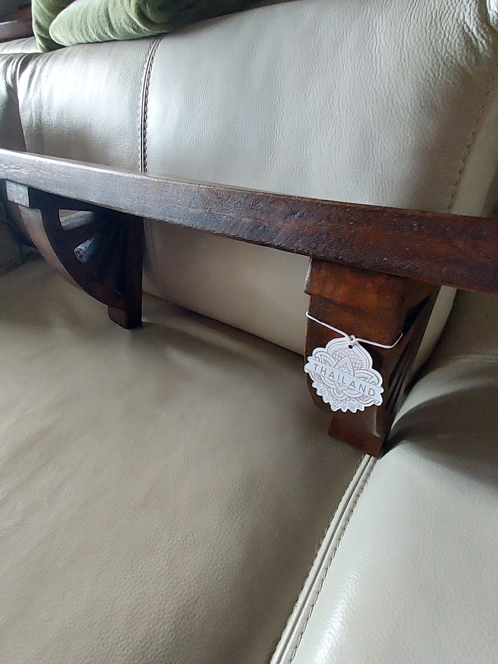 Hand-Carved Dark Wood Decorative Solid Monkey Pod Shelf - Brown 20". NWT.